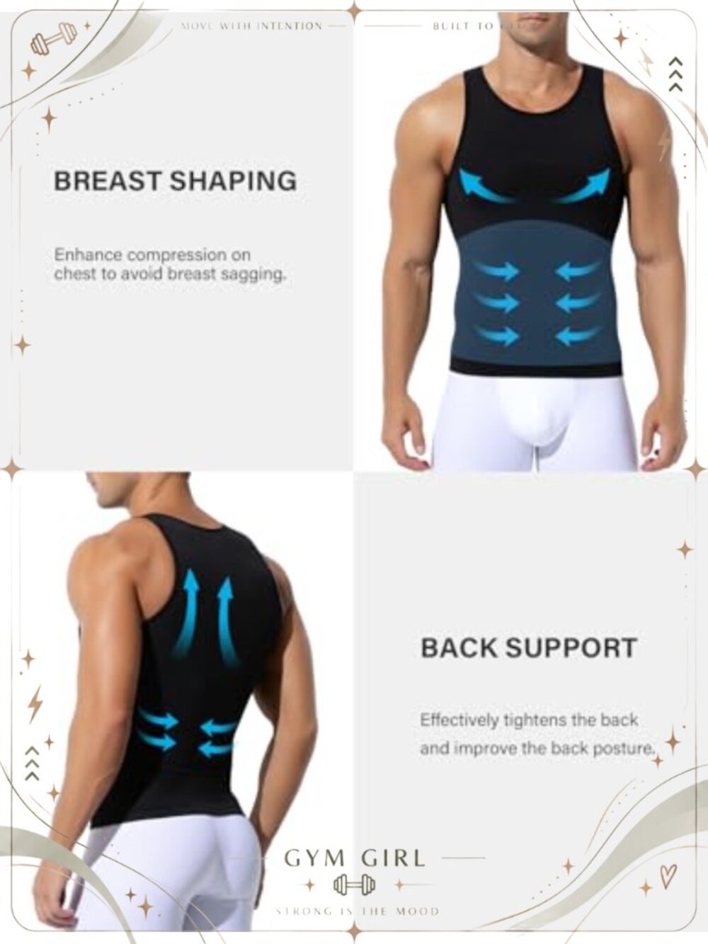 Men's Compression Tank Top Slimming Shapewear Crew Neck Sleeveless 3 Pack - Picture 2 of 5